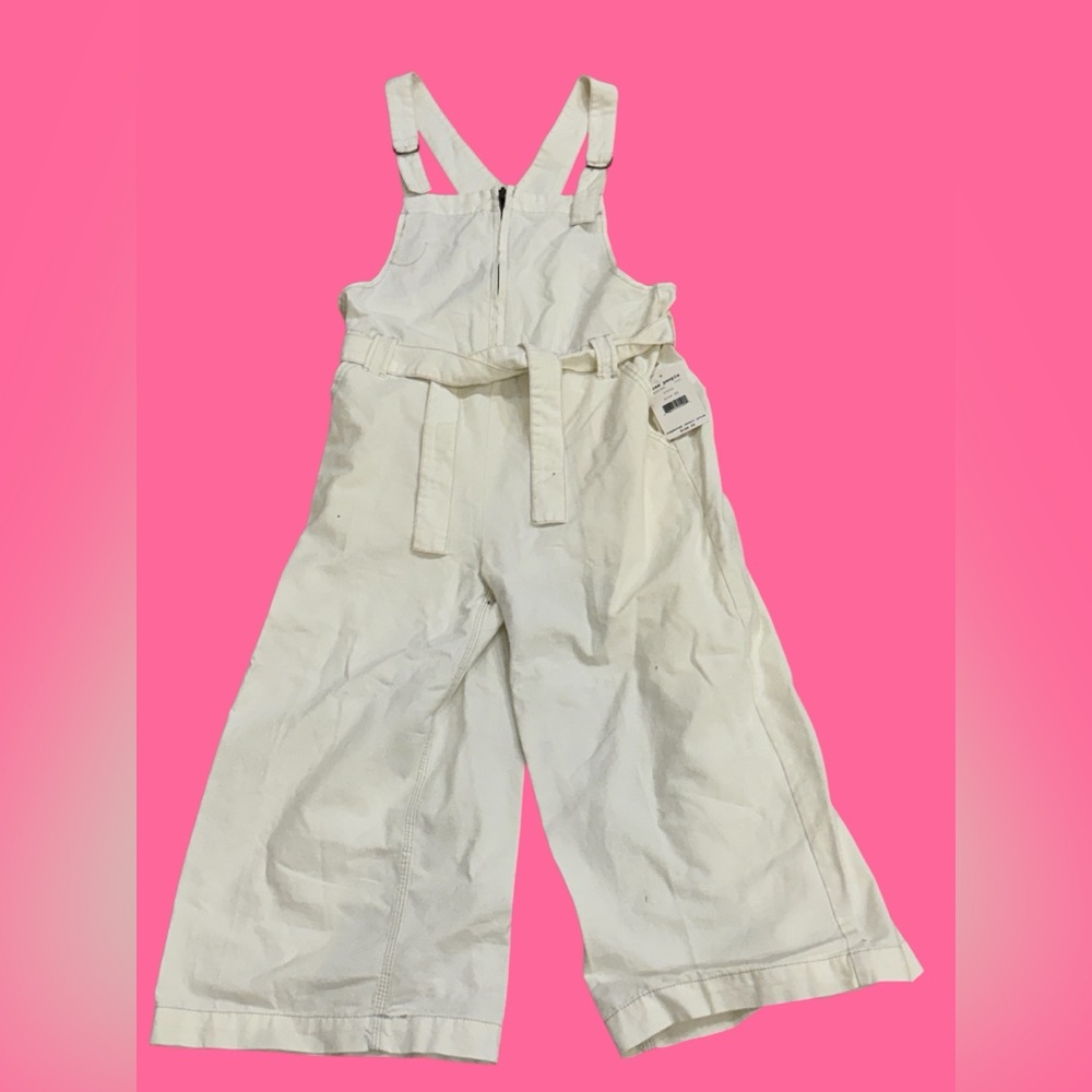 NEW Free People Overalls XS Ivory Jumpsuit NWT One-Piece Crop White Denim